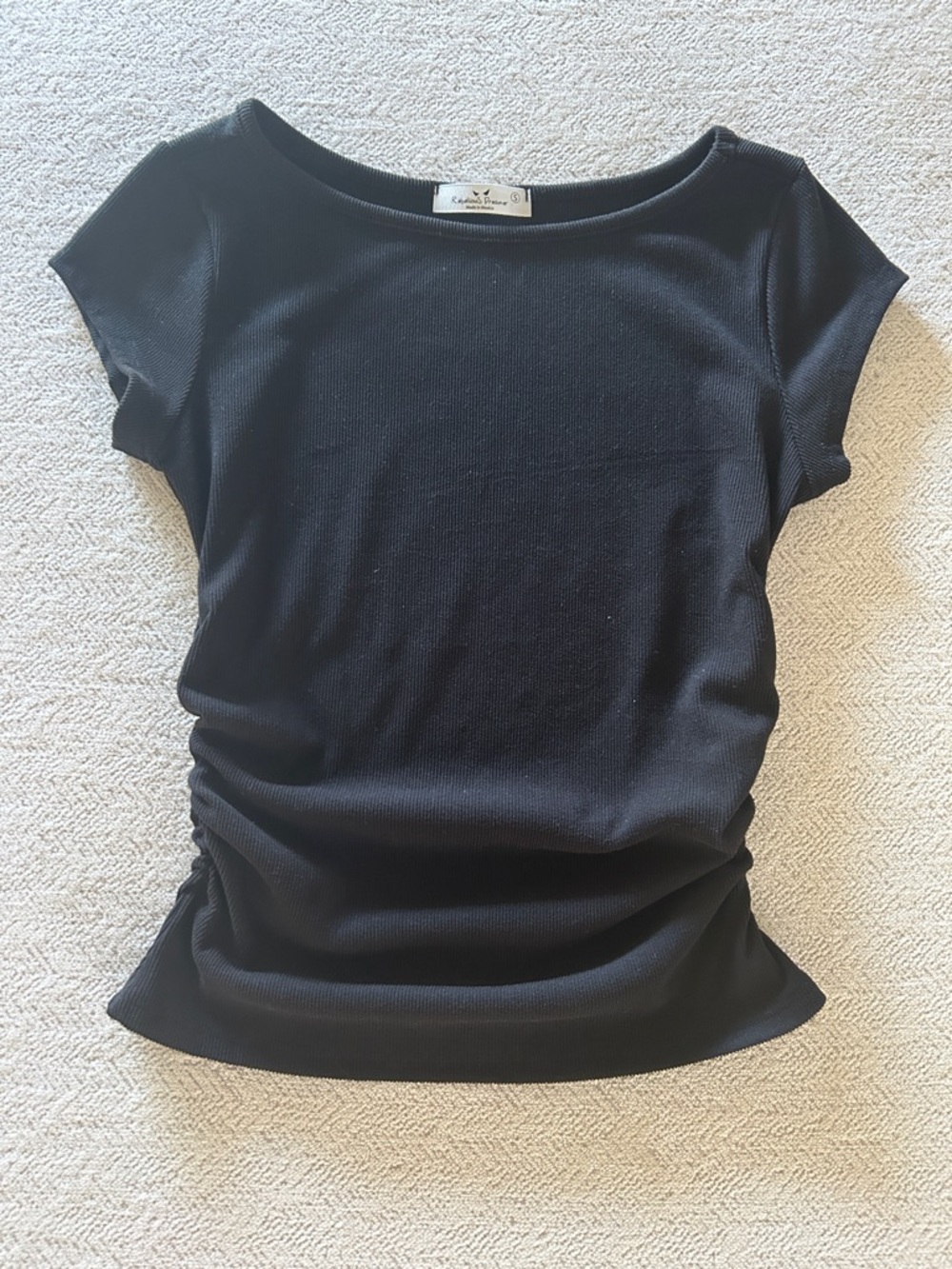 Women's Black Short Sleeve Scoop Neck Top by Kathryn Preece